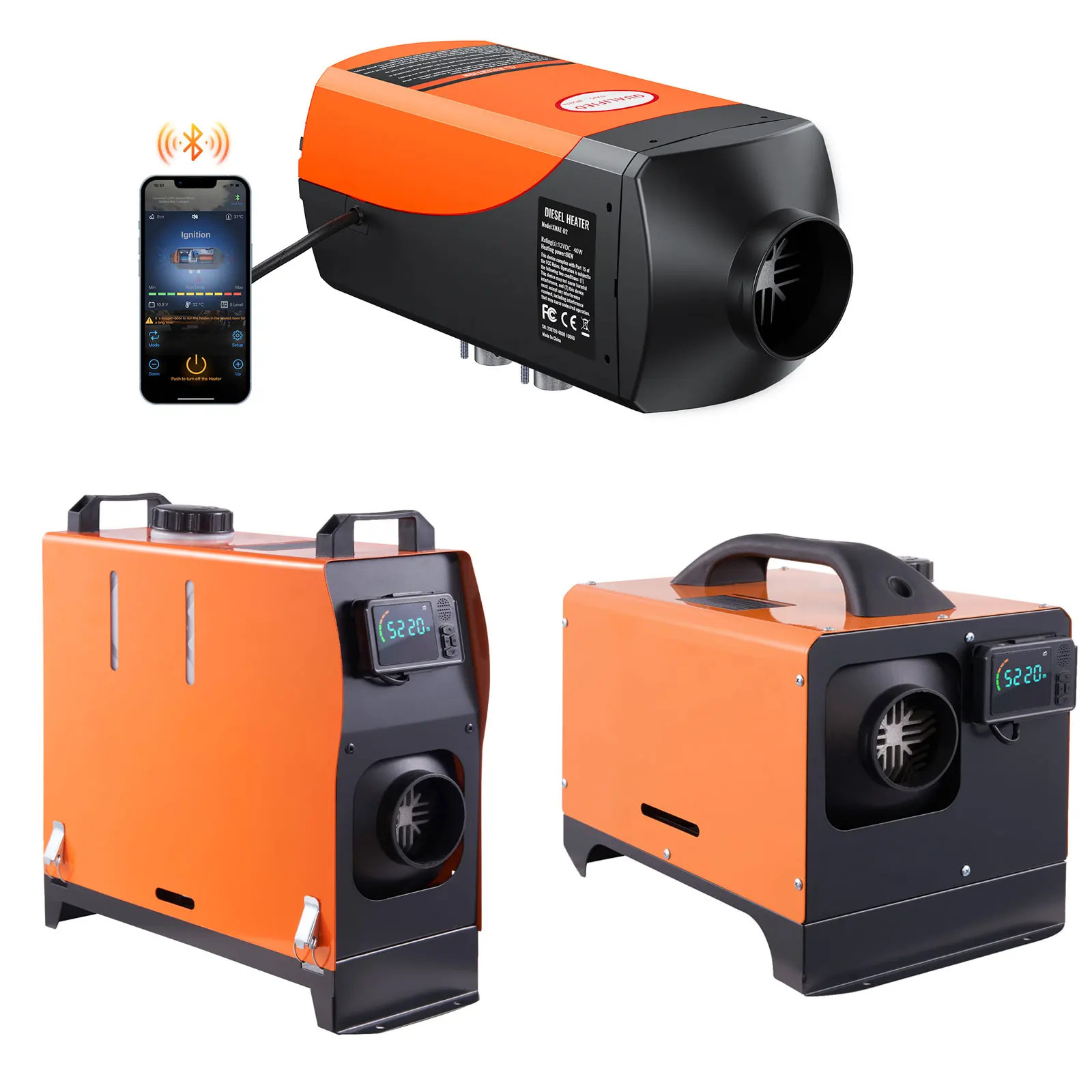 8KW Diesel Air Heater Bluetooth Diesel Heater with LCD Portable Parking Heater