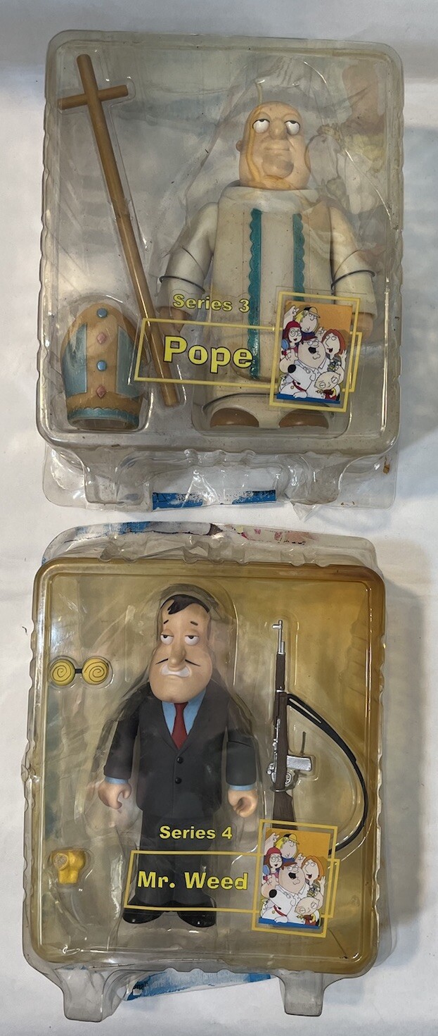 Vintage Family Guy Action Figure Mezco 2005 Mr Weed Pope Complete Lot