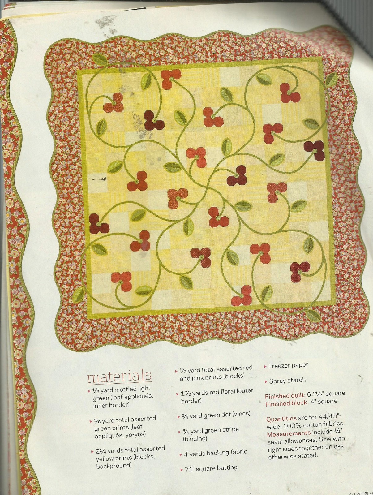 C0627 CHERRIES JUBILEE QUILT PATTERN/INSTRUCTIONS
