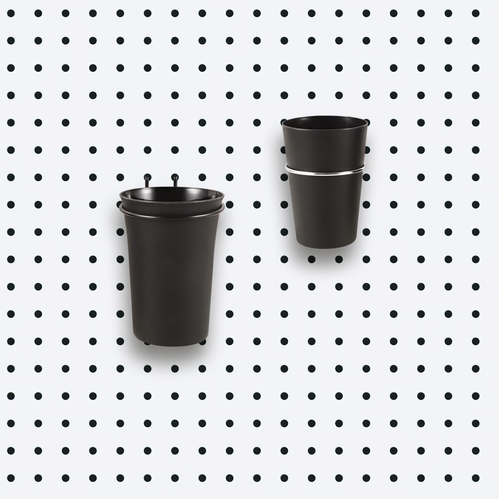 2Pcs Multi-Function Pegboard Cup Holders Black Metal Durable for Home Workshop