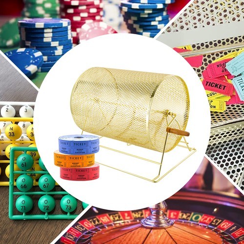 Gold Raffle Drum Iron Lottery Spinning Drawing Raffle Spinner  19*12*14.6 in
