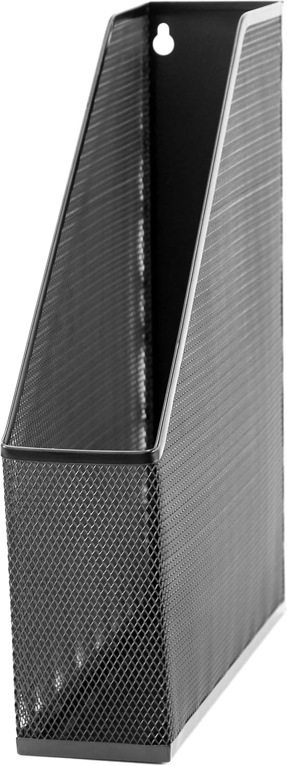 U Brands Mesh Steel Magazine File Holder 12.5" x 9.8" x 3" Black Desk Organizer