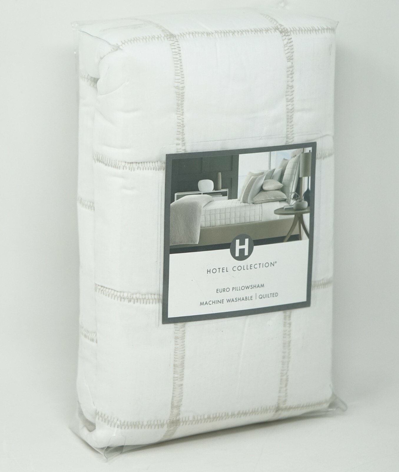 Hotel Collection Waffle Weave Quilted Cotton Linen Pillow Sham - EURO - White