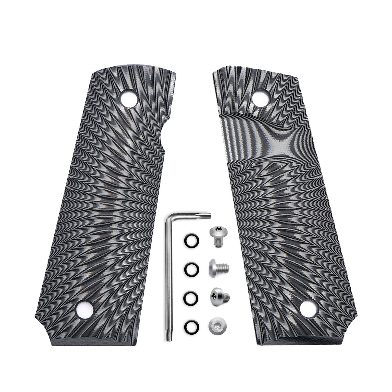 Guuun 1911 Slim Grips G10 Full Size Ambi Safety Cut Big Scoop Gray / Black