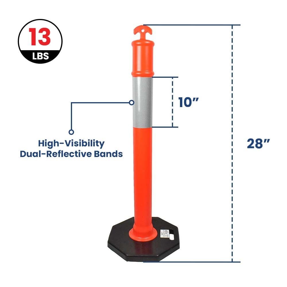 Interstate Safety 50145 45 Inch HDPE Delineator Post with 13lbs Base – Orange
