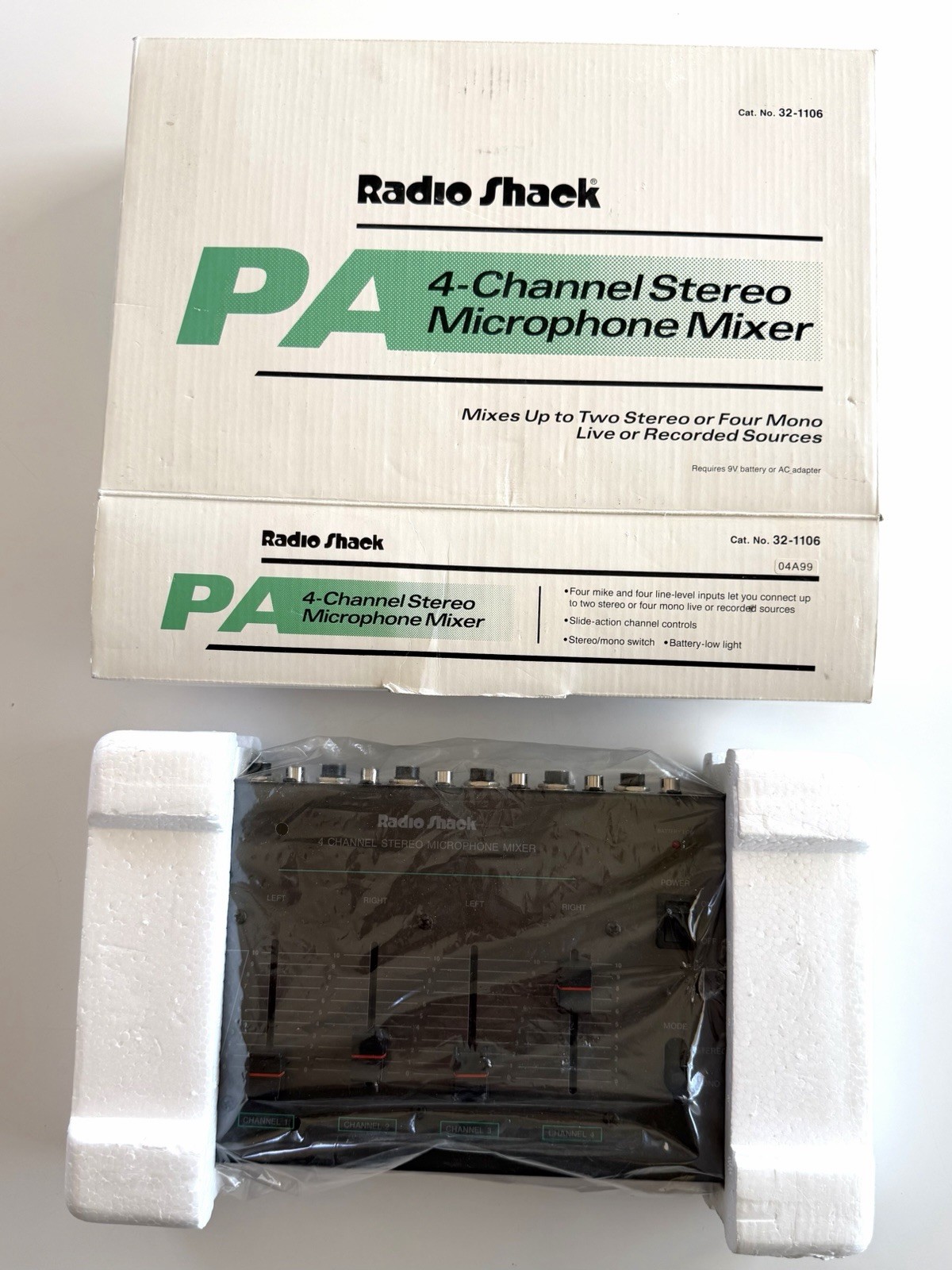 NEW Old Stock Radio Shack 4-Channel Stereo Microphone Mixer. 32-1106