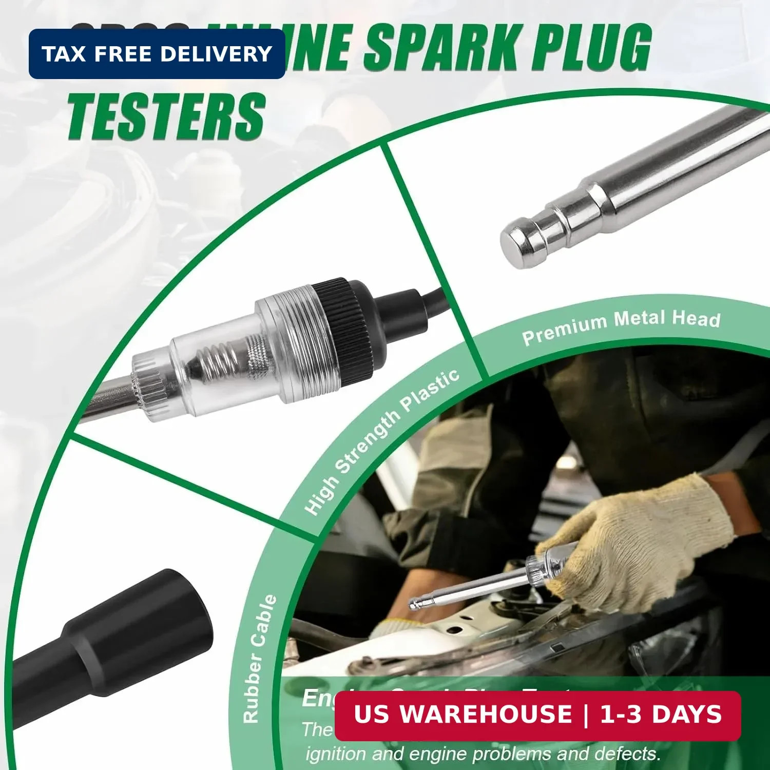 2PCS Spark Plug Tester, Inline Spark Tester, Ignition Coil Tester Tool for Engin