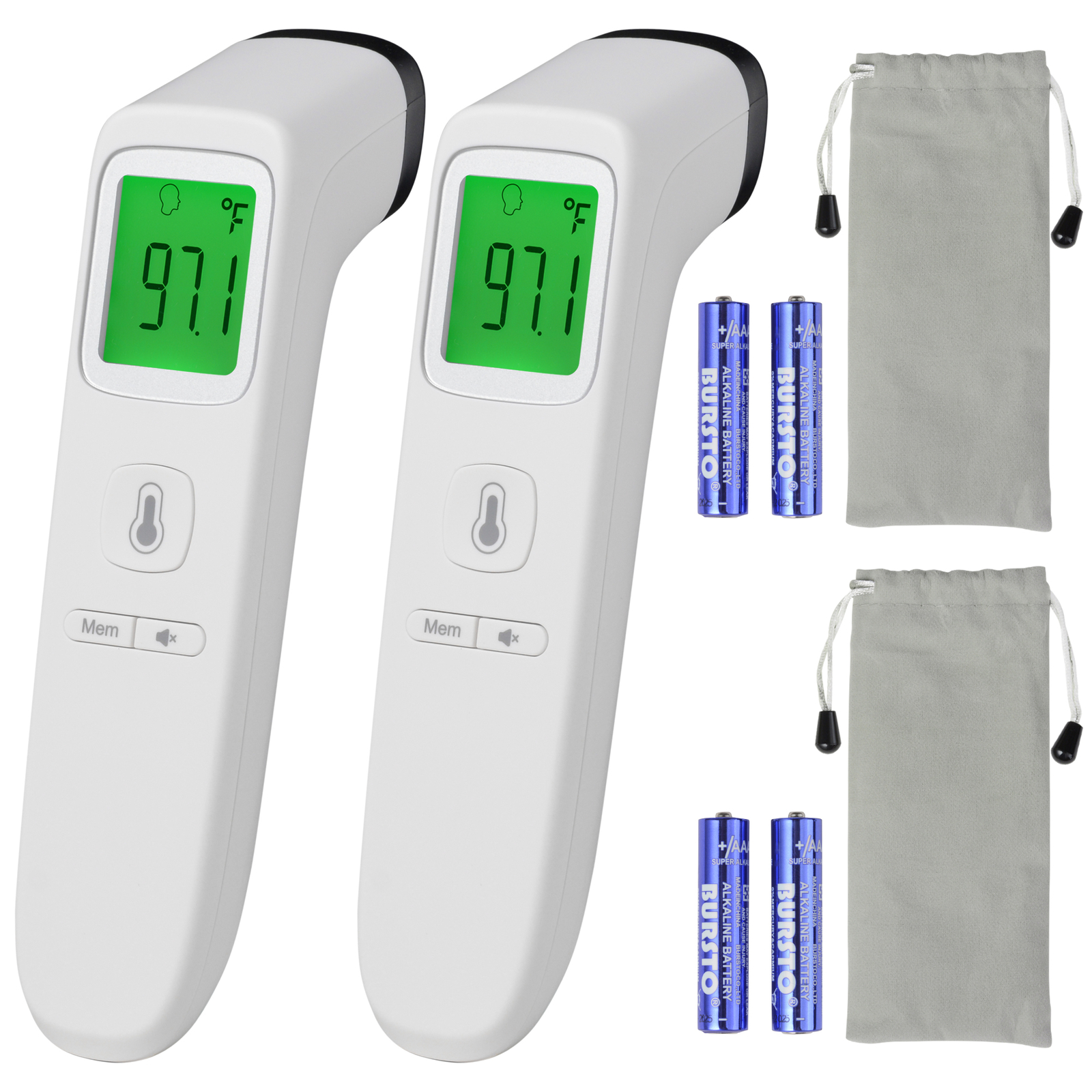 2 Pack No Contact Digital Infrared Thermometer Temperature Gun Memory Function