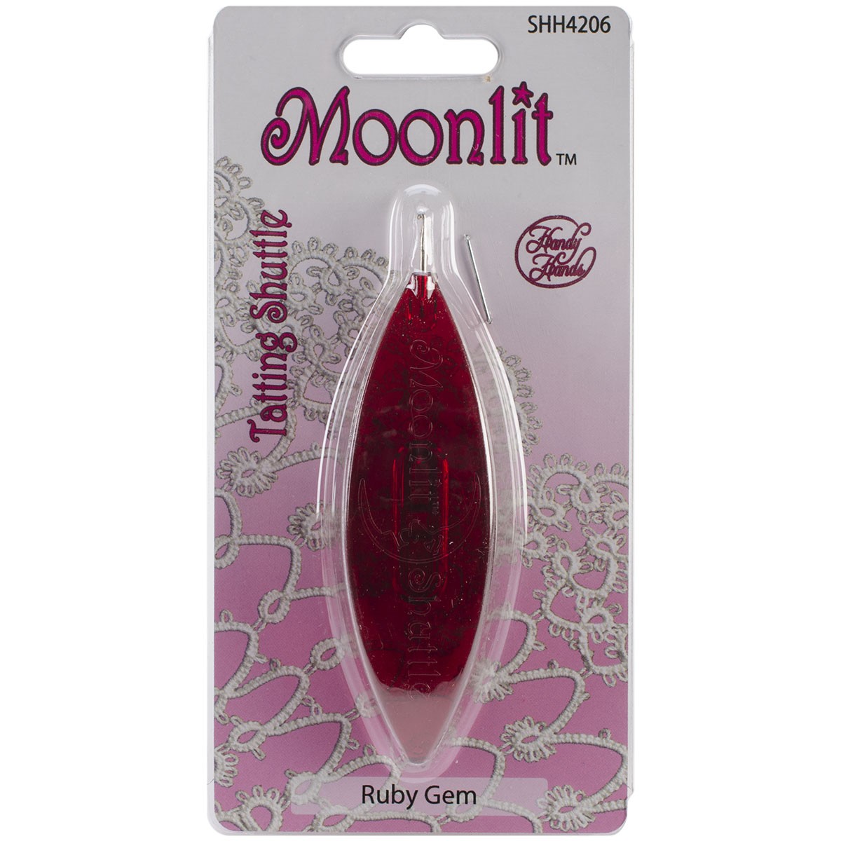Handy Hands Moonlit Tatting Shuttle W/Hook-Ruby Red - SHH42-6