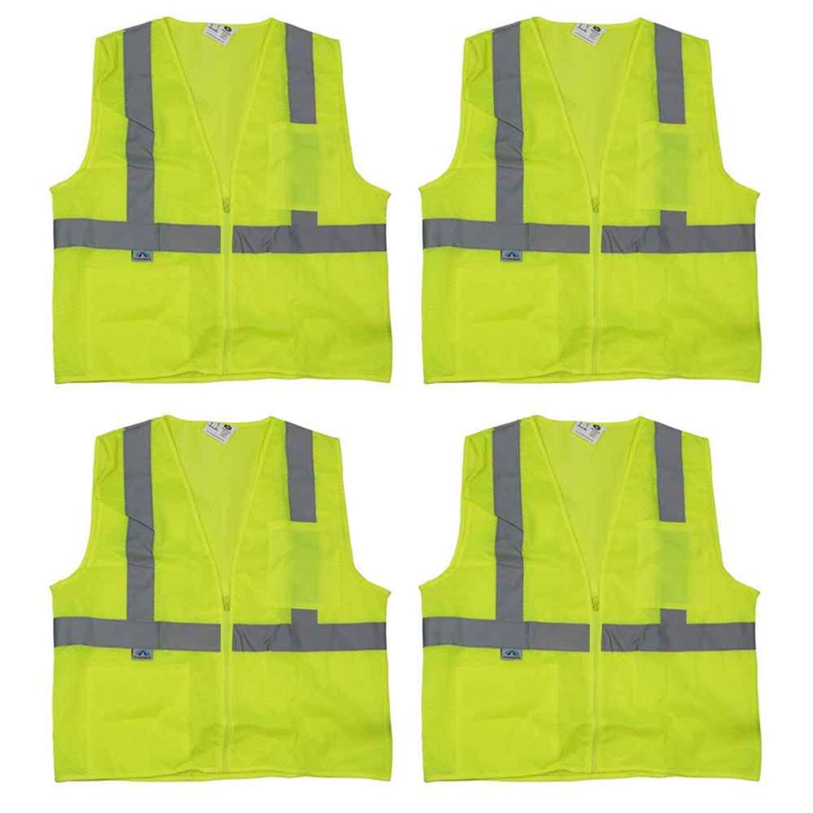Lime Reflective Safety Vest - Hi Vis Vest - Size 2XL - 4 Pack