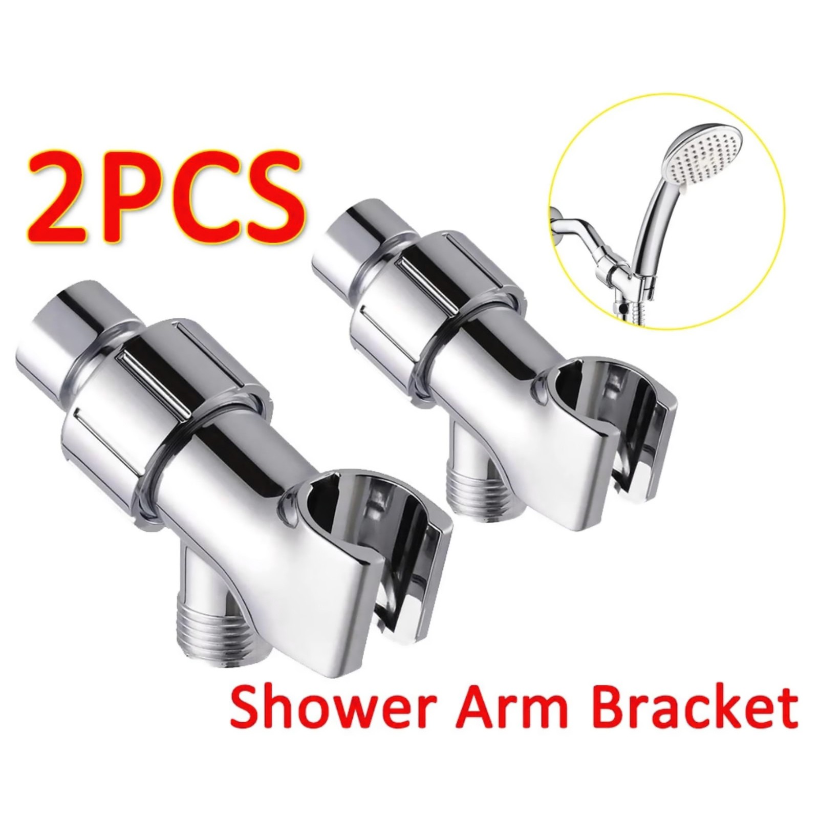 No Tools Needed Shower Arm Bracket, 360° Adjustable Ball Joint, 2pc Set (2pcs)