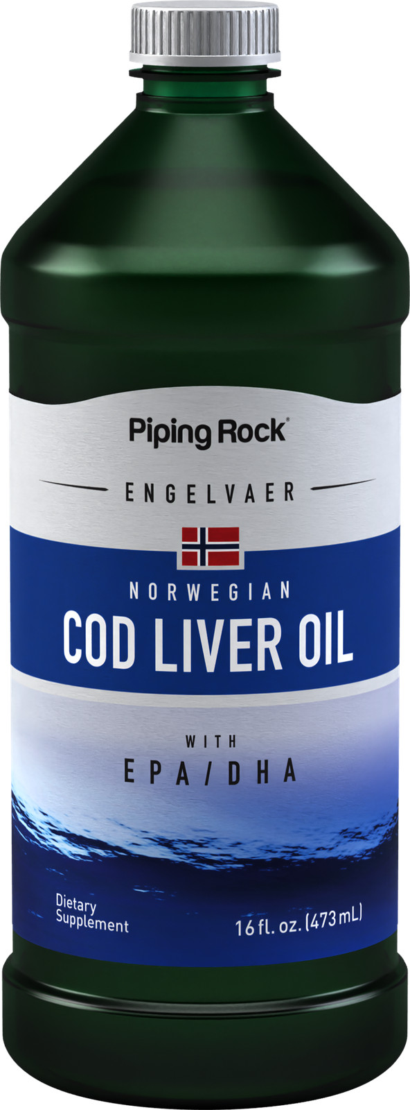 Cod Liver Oil Liquid | 16 oz | with EPA and DHA | Non-GMO | by Piping Rock