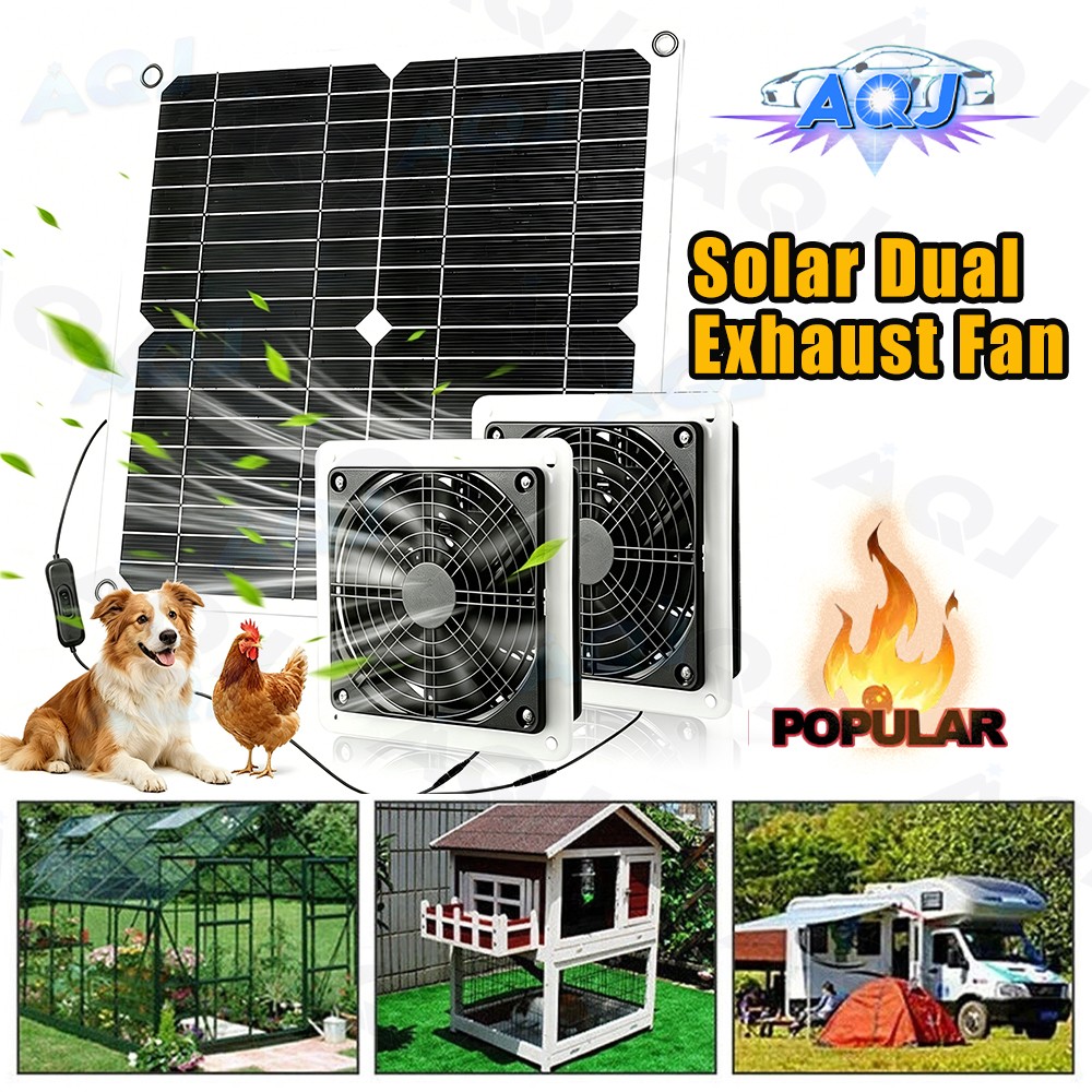 Solar Powered Fan Kit 18V Solar Panel Waterproof Exhaust Fan for Chicken Coop