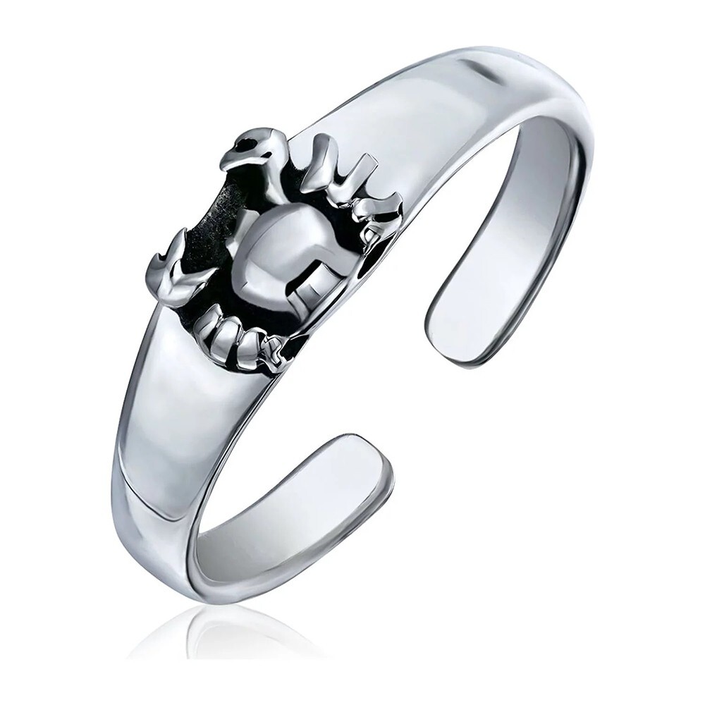 14K White Gold Over Sterling Silver Adjustable Crab Toe/Midi Ring