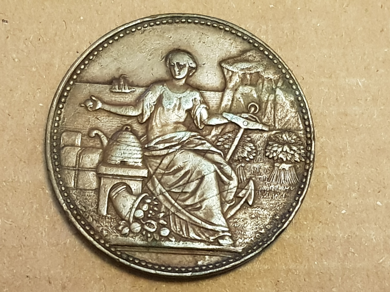 Antique Mid 19th Century J. Hurley & Co Wanganui New Zealand Penny Token - Toned