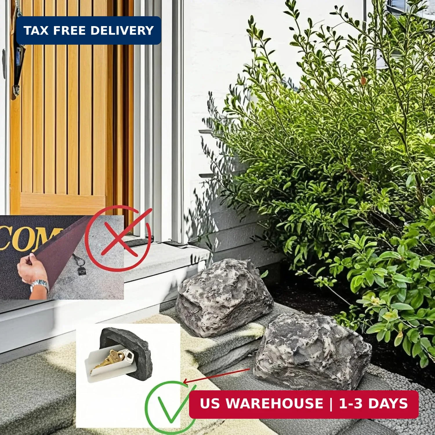 Outdoor Hidden Key Storage Rock, Gray Stone-Look, Never Locked Out! Outdoor Fake