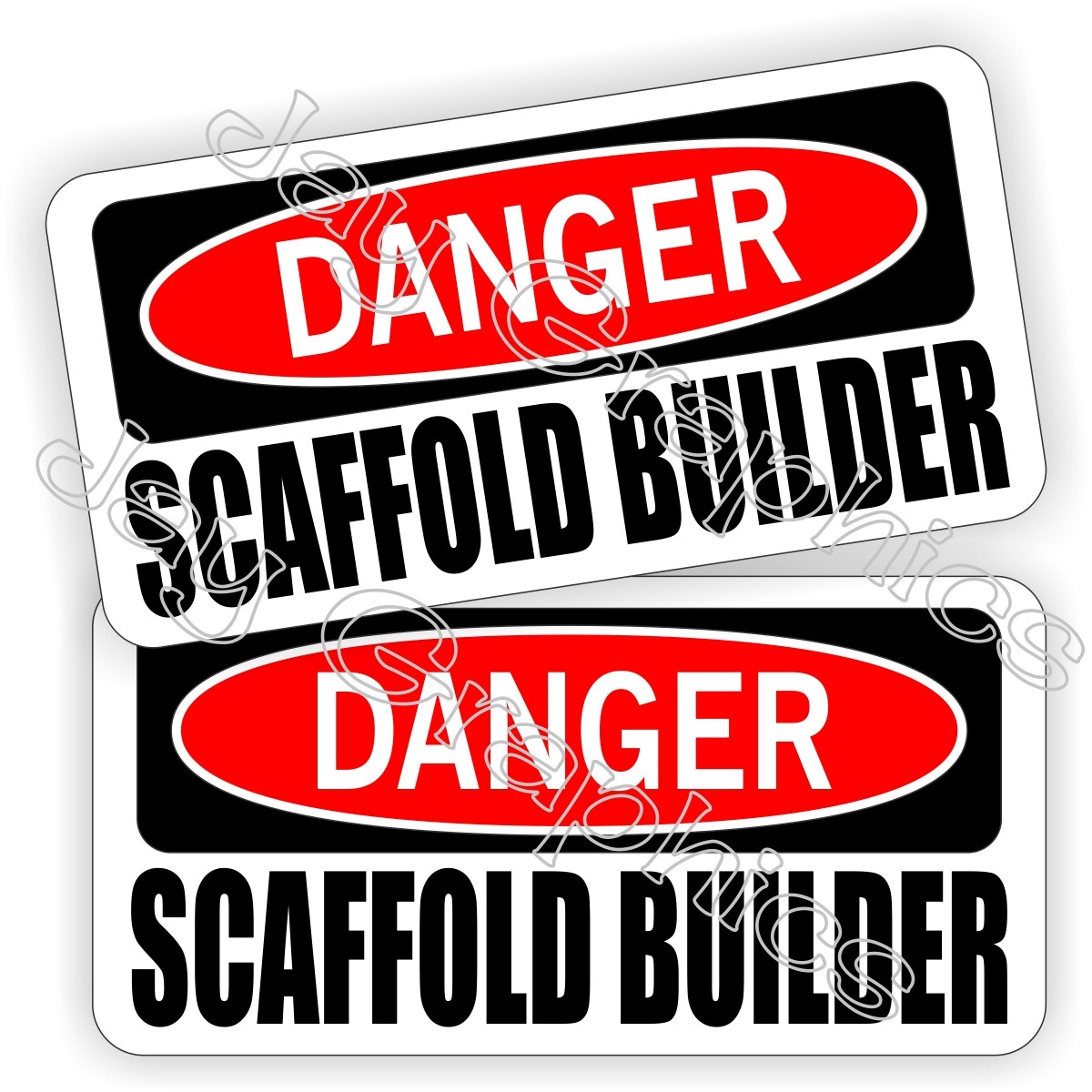 Hard Hat Stickers | DANGER ~ SCAFFOLD BUILDER | Helmet Decals Labels Pegatinas