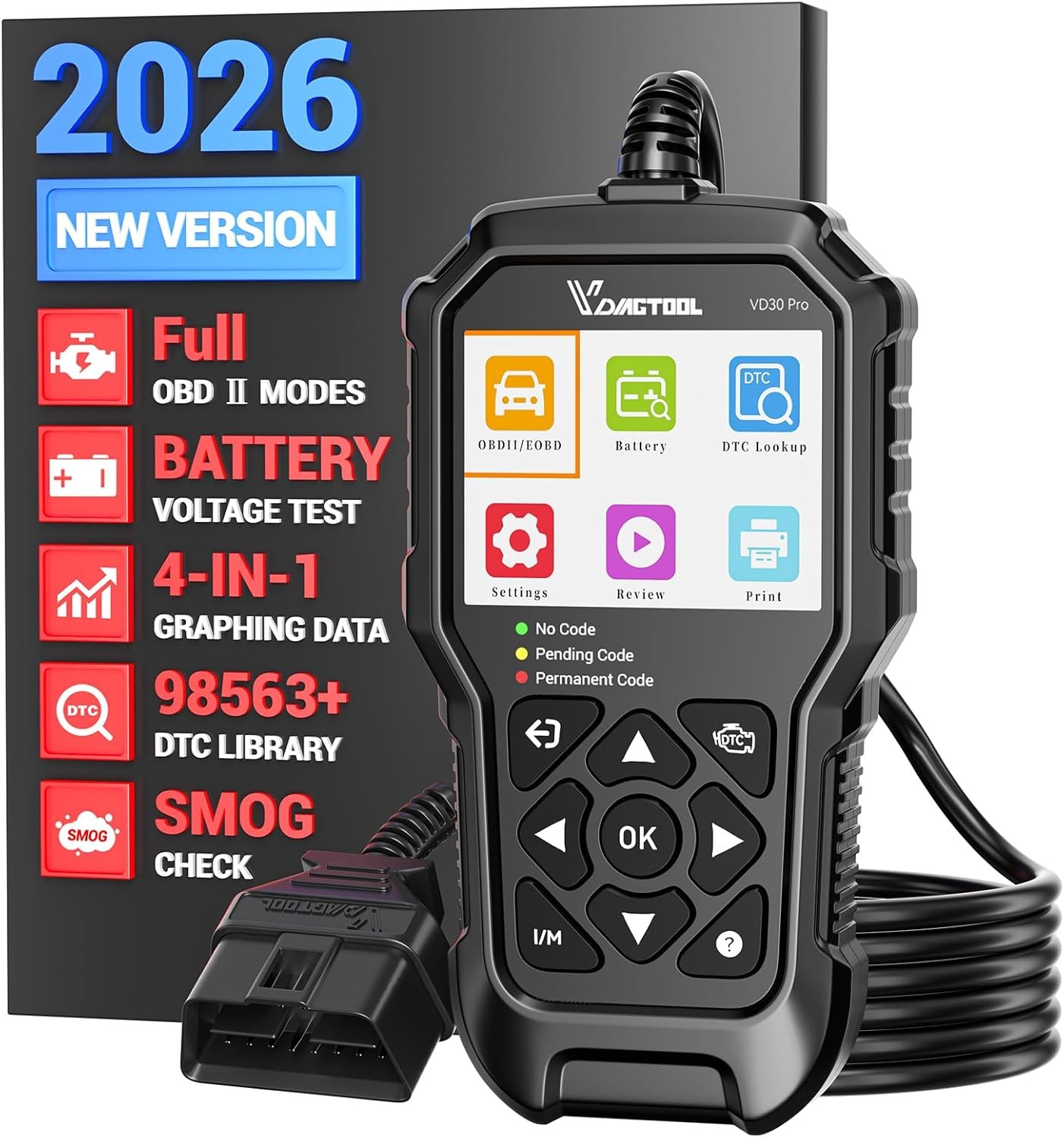 VDIAGTOOL VD30PRO OBD2 Scanner Car Engine Faut Check Diagnostic Tool Code Reader