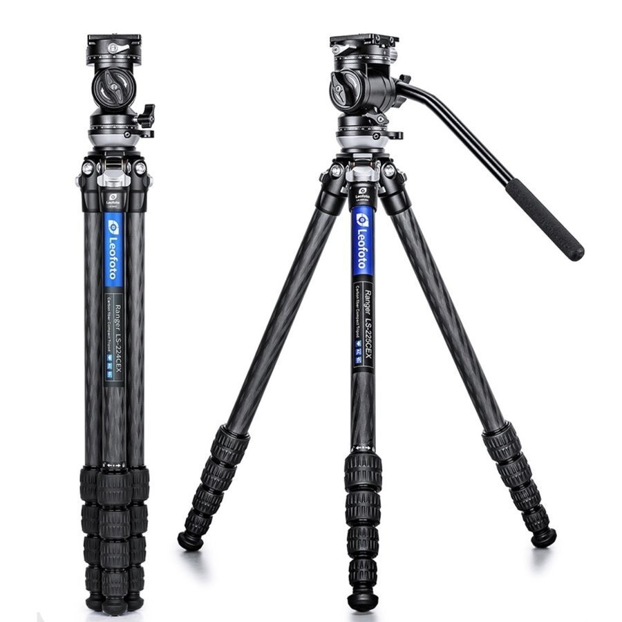 Leofoto Tripod LS-225CEX BV-1R Hydraulic Video Head Lightweight Tripod Set