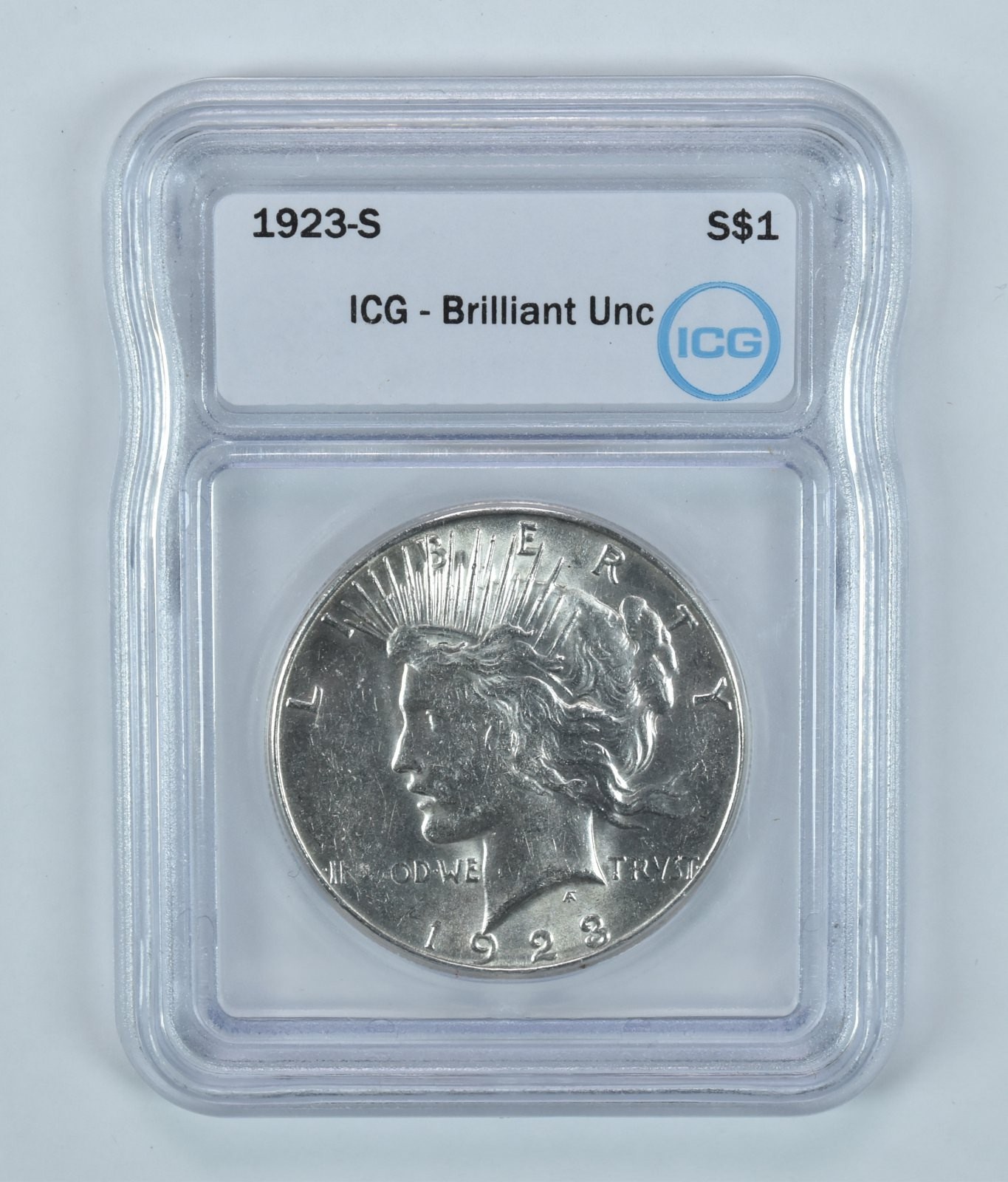 1923-S Peace Silver Dollar BU ICG