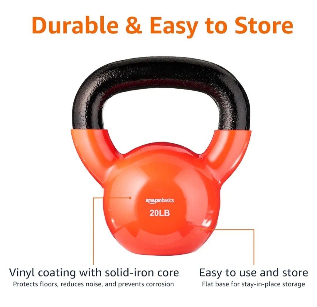 Amazon Basics Vinyl Kettlebell 20 Pounds Orange