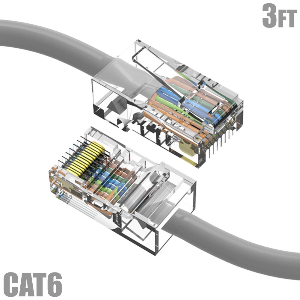 3FT Cat6 RJ45 Ethernet LAN Network UTP Non-Boot Patch Cable Copper 24AWG Gray