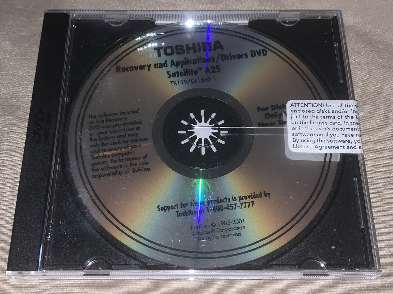 Toshiba Satellite L25 Recovery and Applications/Driver DVD TK119/CL1567-1