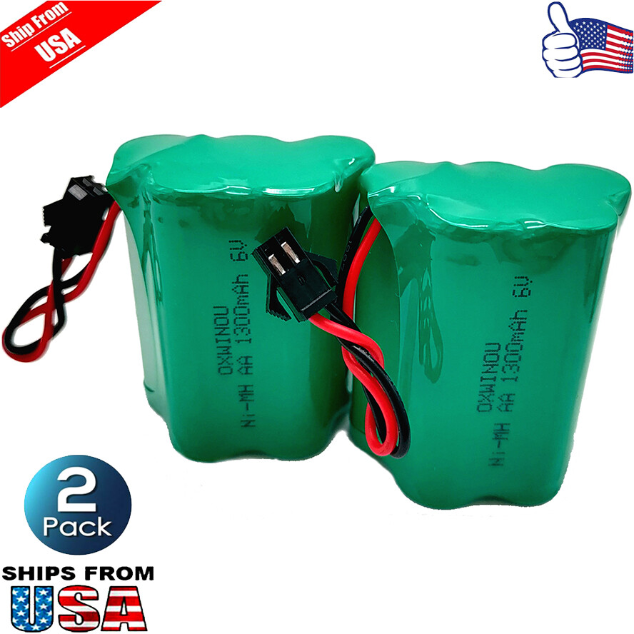 2pcs AA 6V 1300mAh Rechargeable Battery Fit Solar Light Remote Car RC SM2P Plug