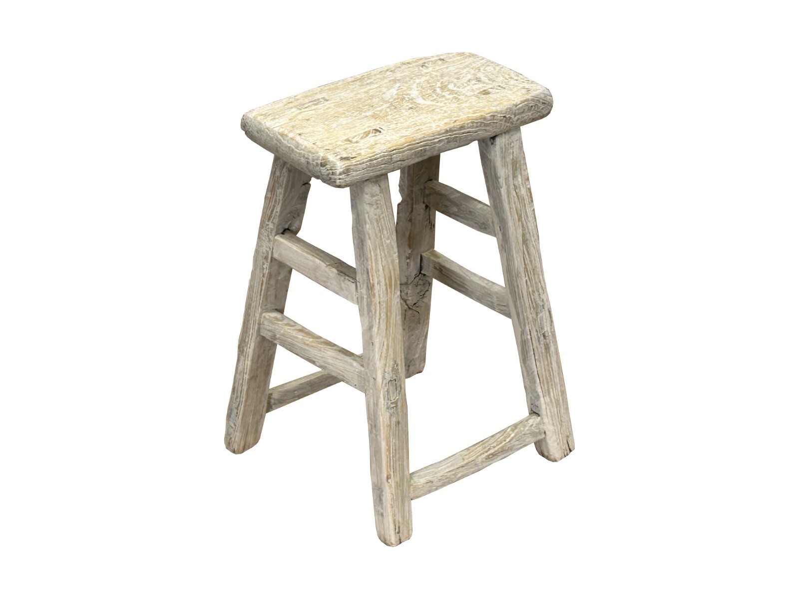 Rustic Raw Rough Wood Grain Rectangle Slim Stool Bench Side Table ws4616