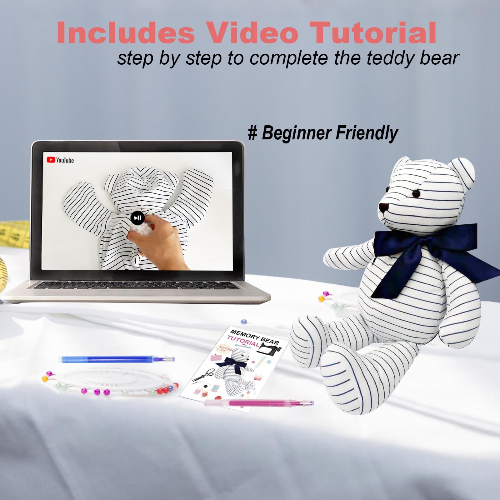 Topapfo Large 17 Inch Memory Bear Sewing Patterns for 17 Inch, white