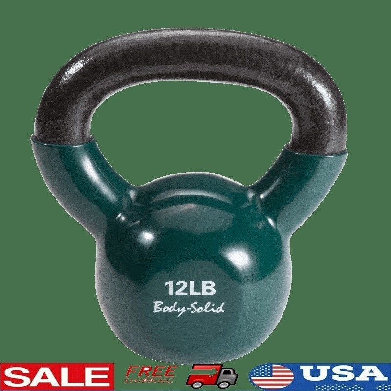 12 lb Kettlebell Cast Iron Vinyl Dipped Weight Durable Handle Home Fitness New