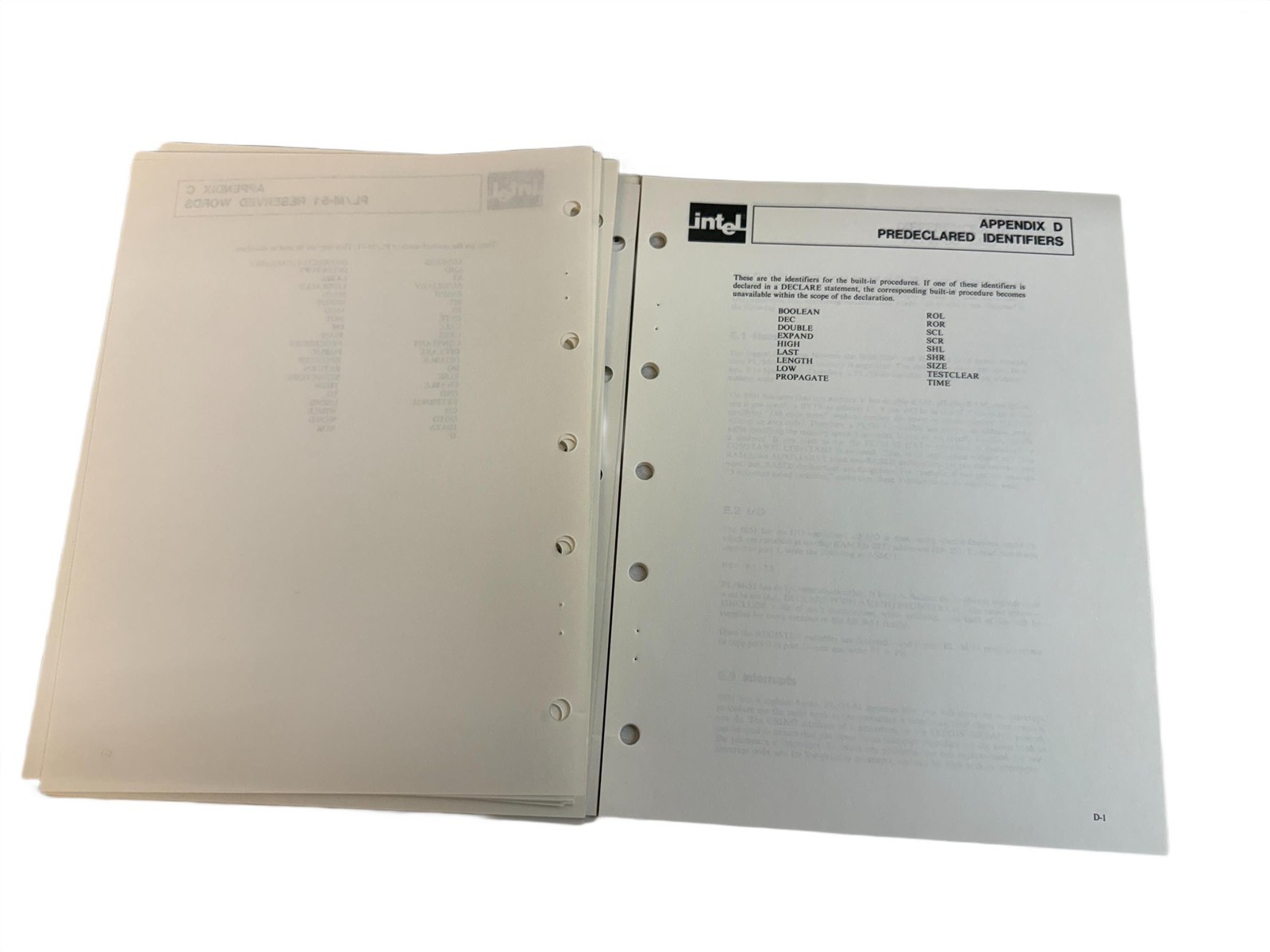 VTG Original 1983 Intel PL/M-51 User's Guield Manual (Set 2)