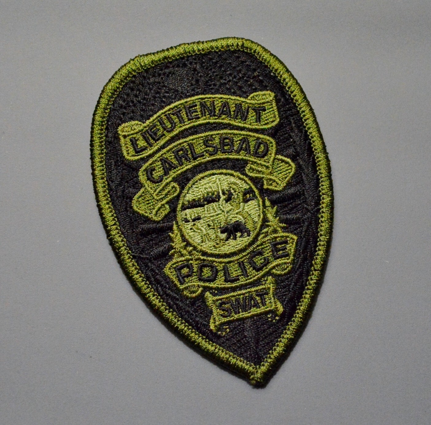 Carlsbad California Police Lieutenant SWAT Subdued OD Patch ++ Mint SD County CA