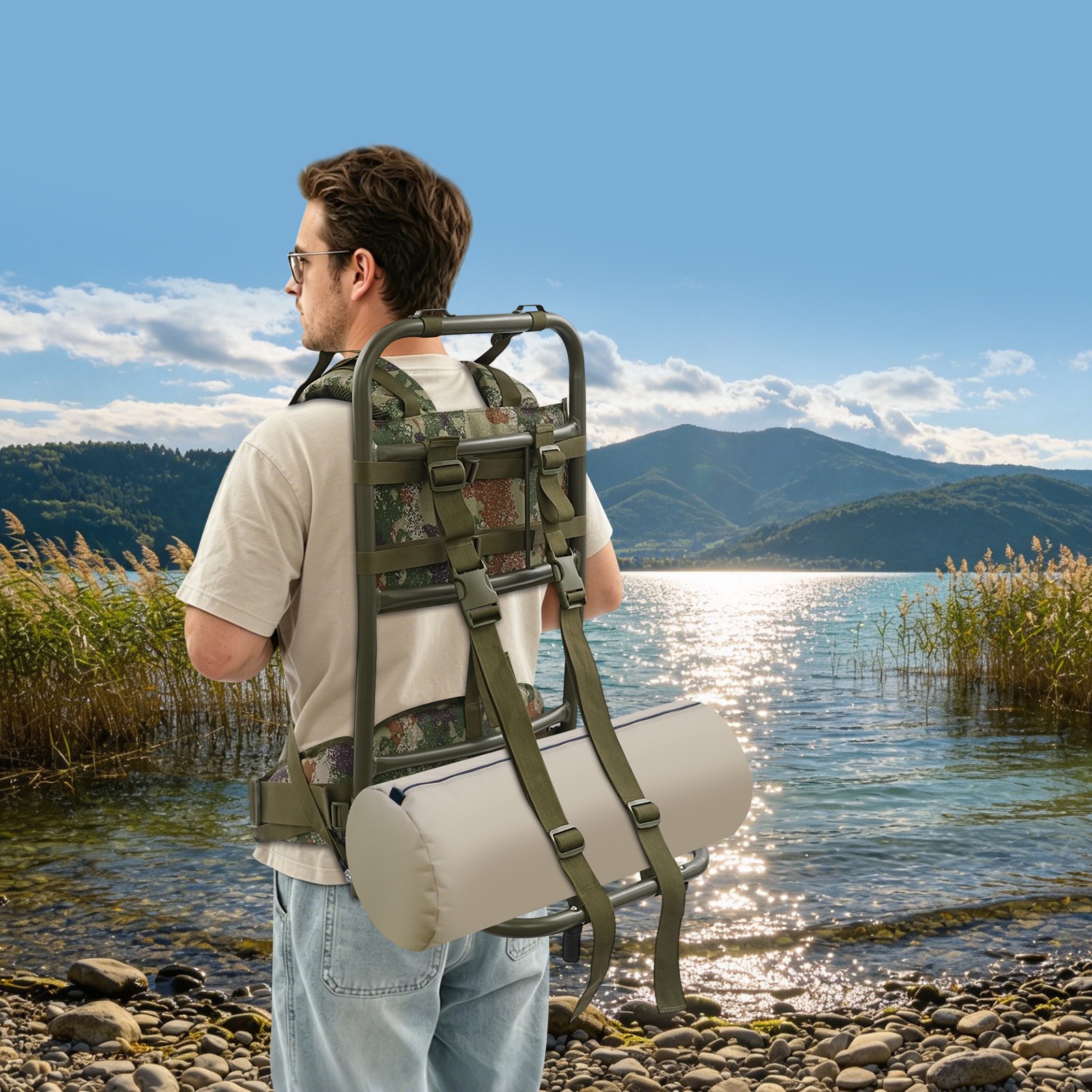 Hiking/Hunting Backpack Frame, Aluminum External Frame Backpack 37*25*70cm Camp