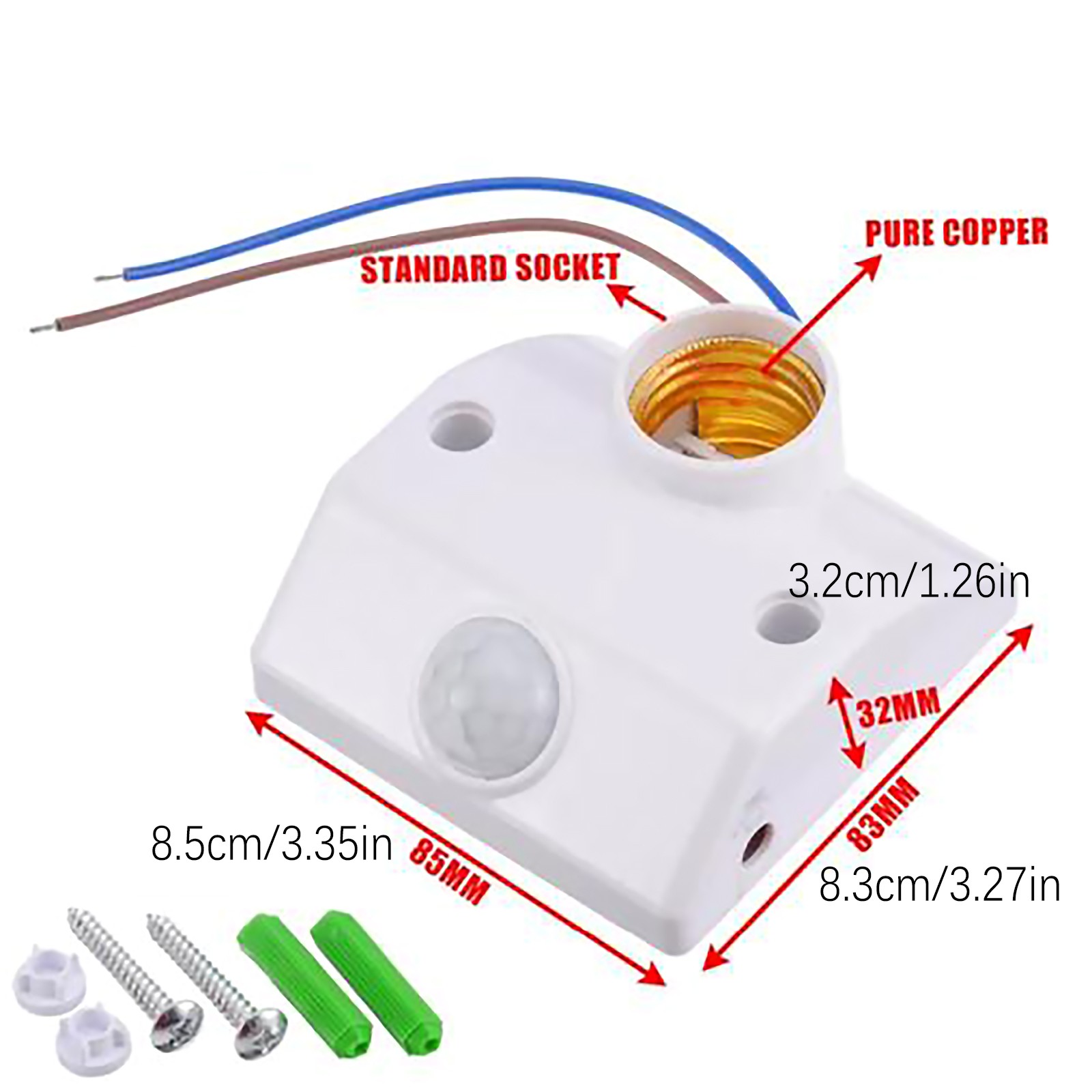 1Pc E27 Auto Human Motion Sensor Detector Bulb Light Lamp Base Holder AC110-240V