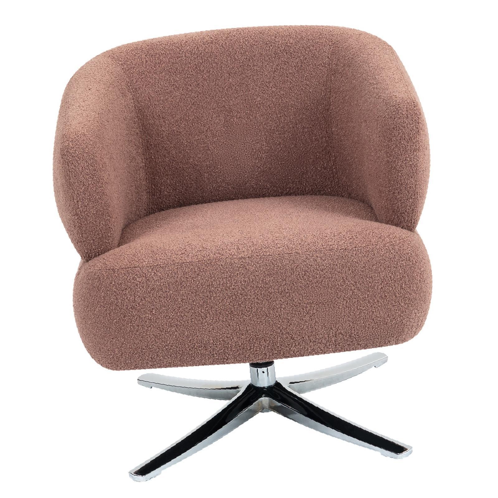 Red Swivel Leisure Sofa Chair with Linen Fabric, Compact Single-Seat for Living
