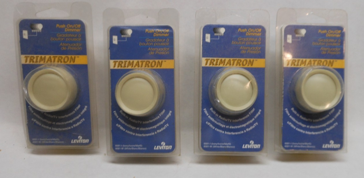 Lot of 4 Leviton Trimatron Push On Off Dimmer Switch No 6681 New in Package NIP