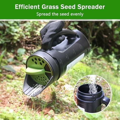 Handheld Seed Spreader for Lawn & Garden - Adjustable Ice Melt & Fertilizer, 80