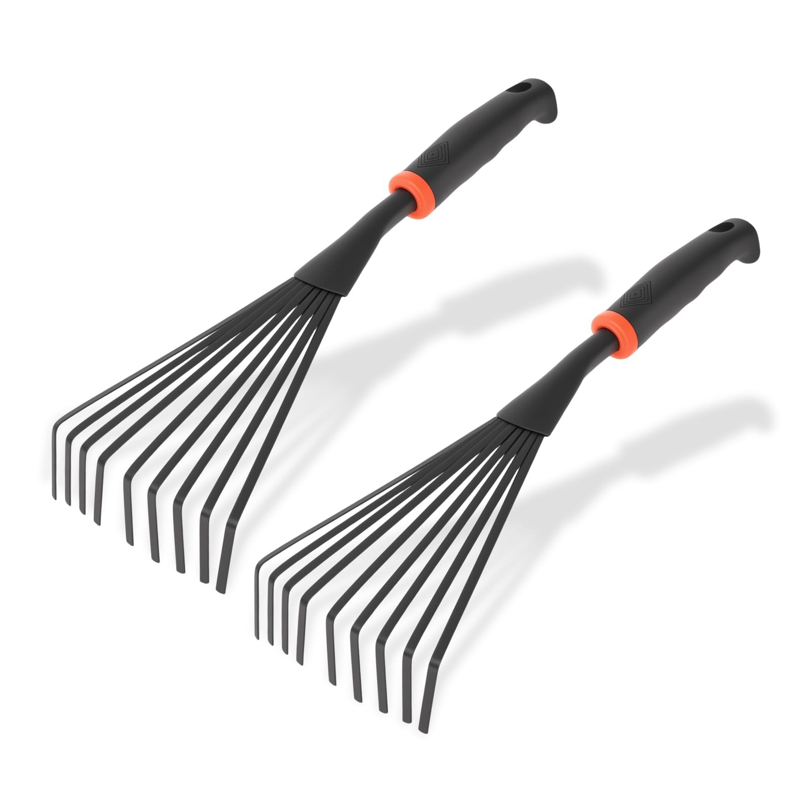 Gardening Hand Rake 14.5" Alloy Steel Short Handle Shrub Rake for Planting