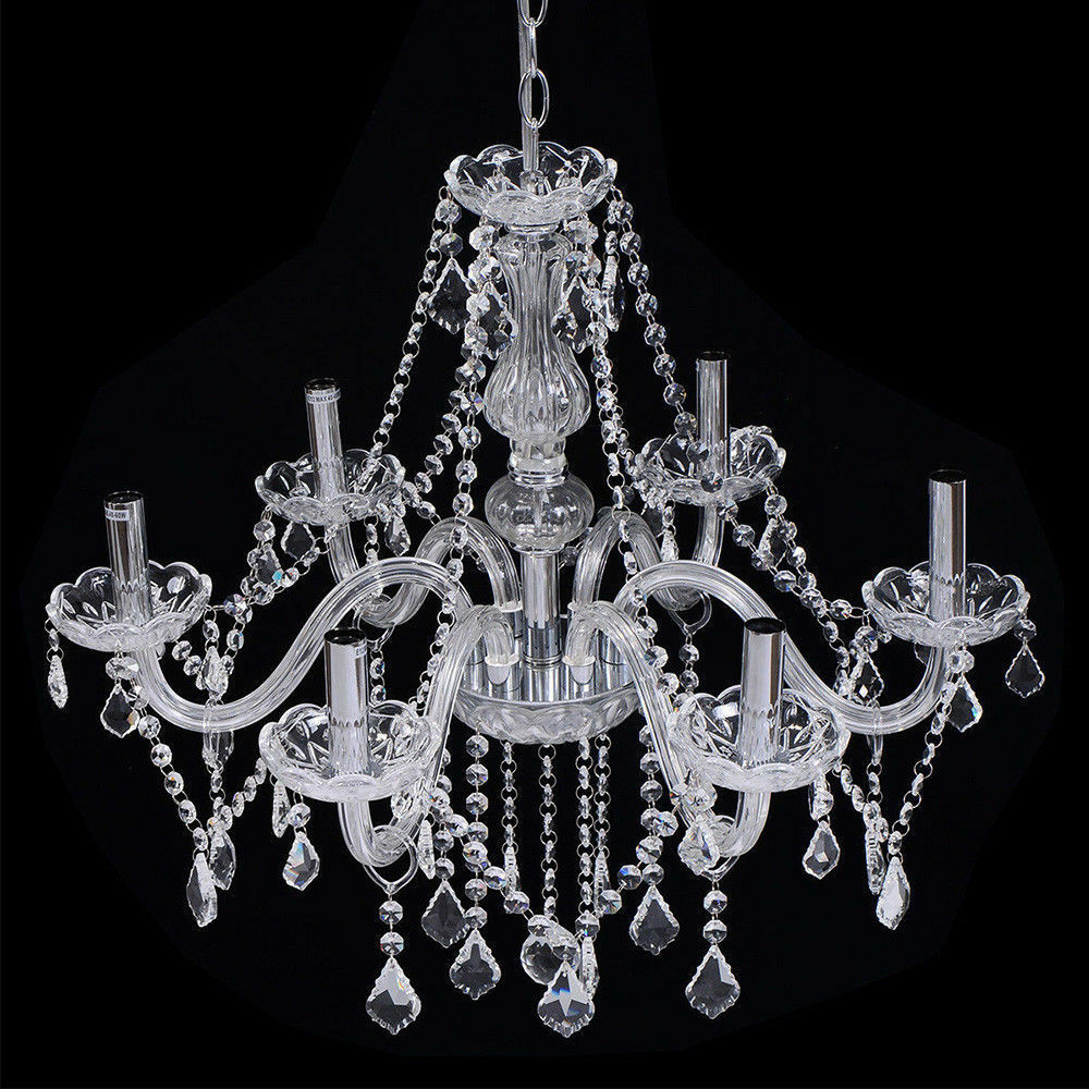 E12 Elegant Crystal Candle Decoration Chandelier Pendant Ceiling Light 6 Lamp