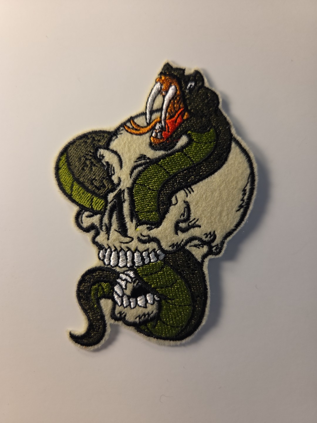 Snake & Skull - Embroidered Patch / Iron On Embroidery