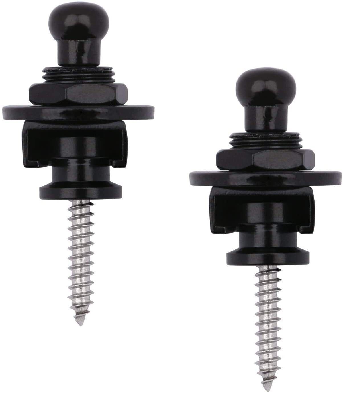 2PCS Guitar Bass Strap Lock Security Metal Fastener Strap Locks Button Black