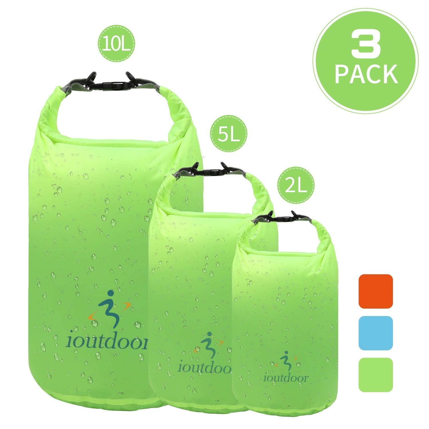 2L5L10L Green Waterproof Dry Bag , Waterproof Exped Small Ligh weight Dry bag
