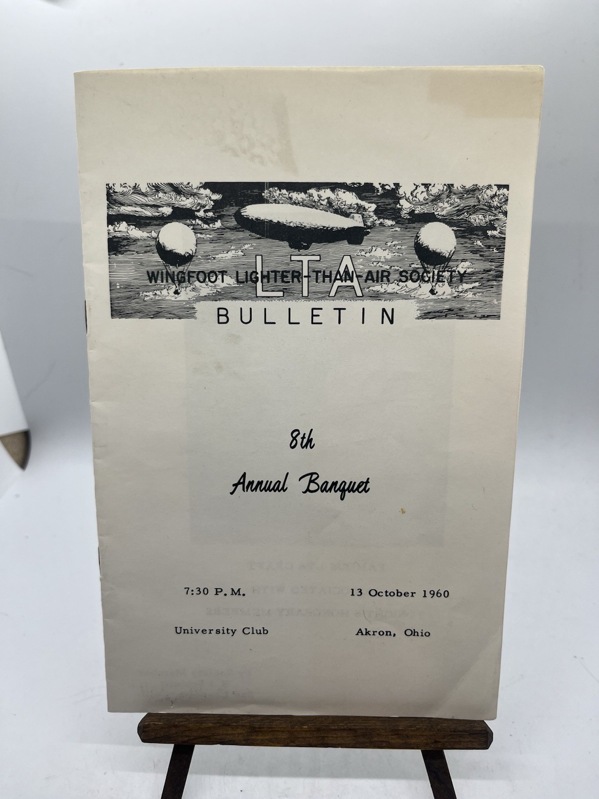 Wingfoot Lighter-than-air Society 8th Annual Banquet 1960 Rare! Brochure