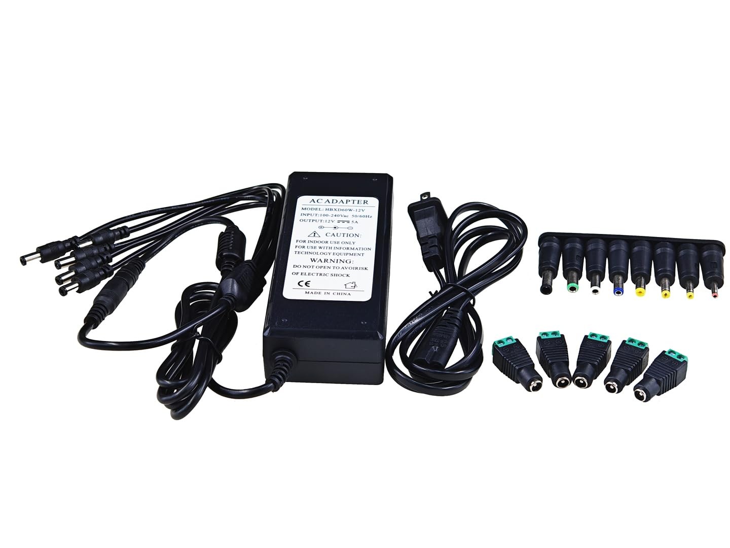 DC Power Adapter 12V 5A 5-Way Splitter Multiple Conversion Heads Converter Unit