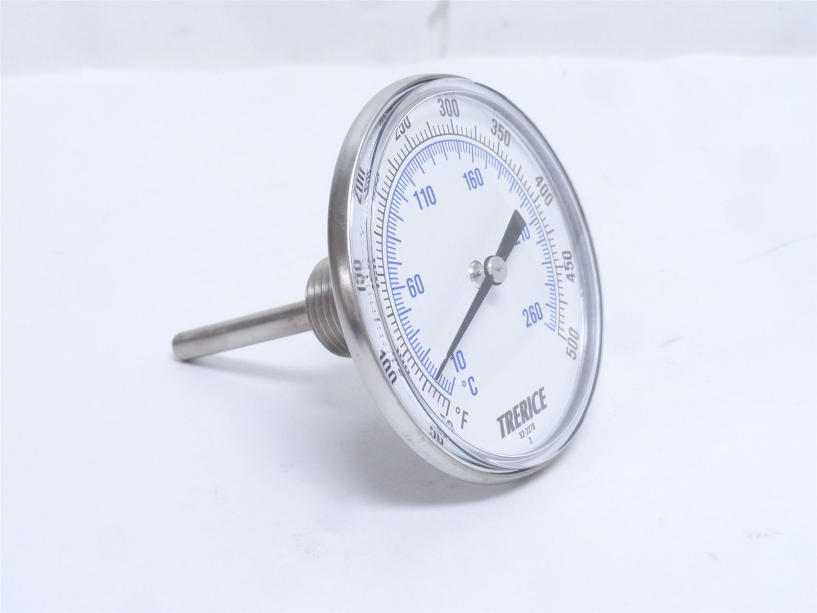 249496 New-No Box; Trerice 52-2278 Temp Gauge; 50-500Deg Fahrenheit; 3" Dial