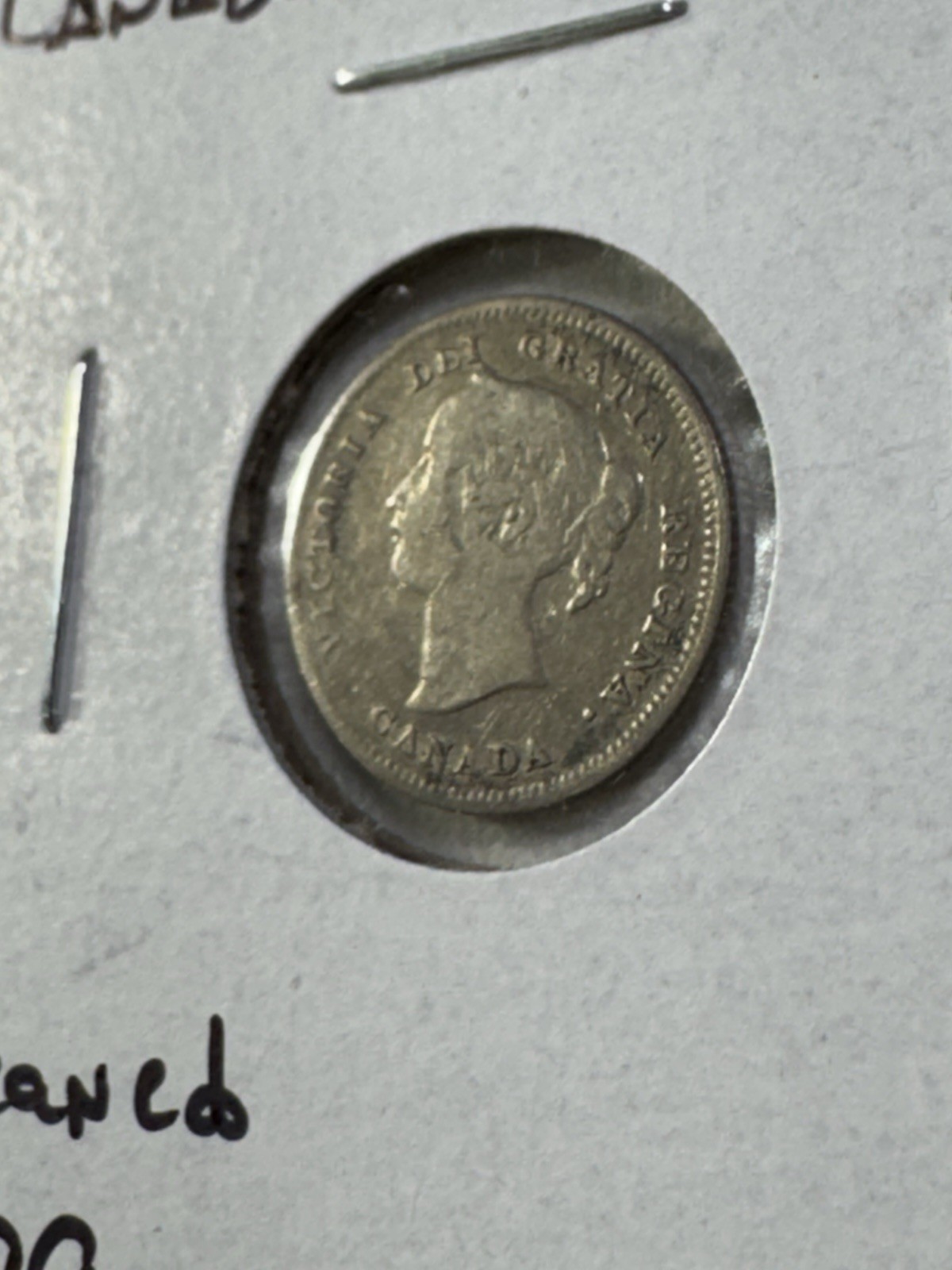 1899 Canada 5 Cents Small Silver Coin Cleaned