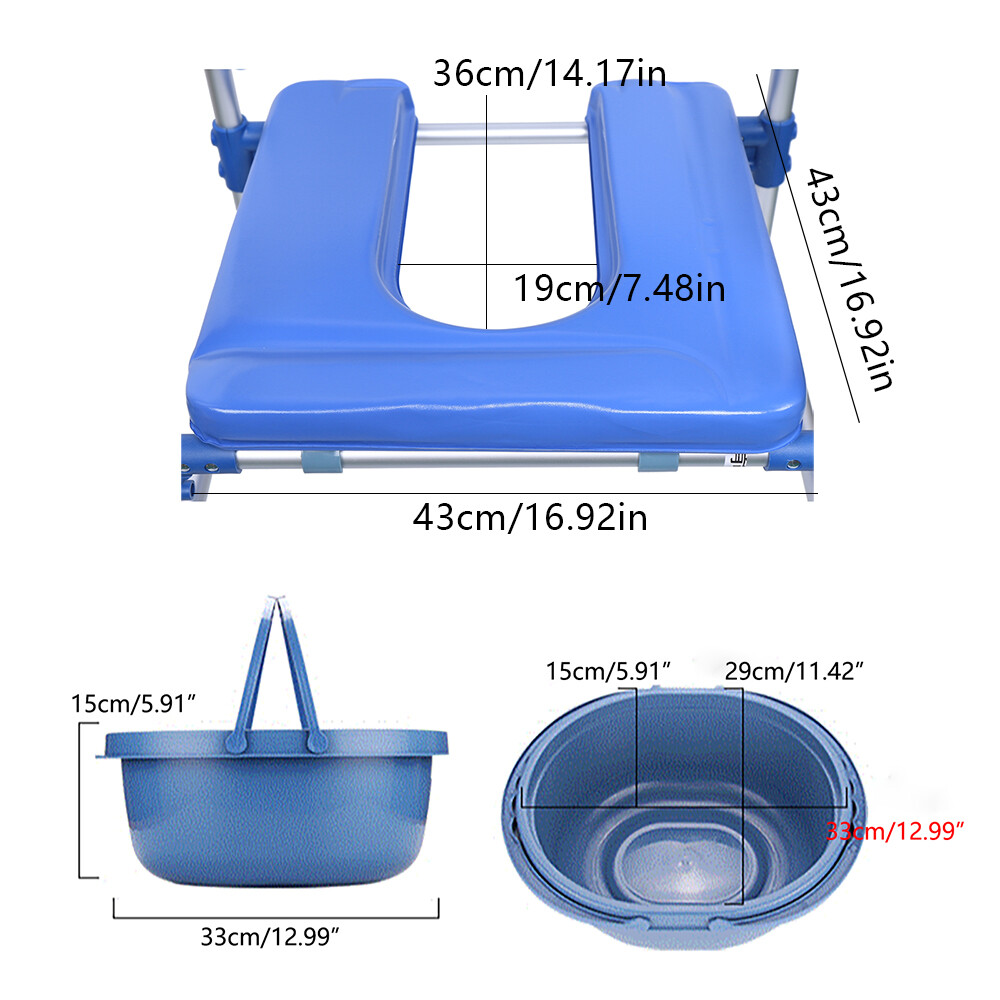 350lbs Medical Transport Chair Mobility Shower Commode Wheelchair Bedside Toilet