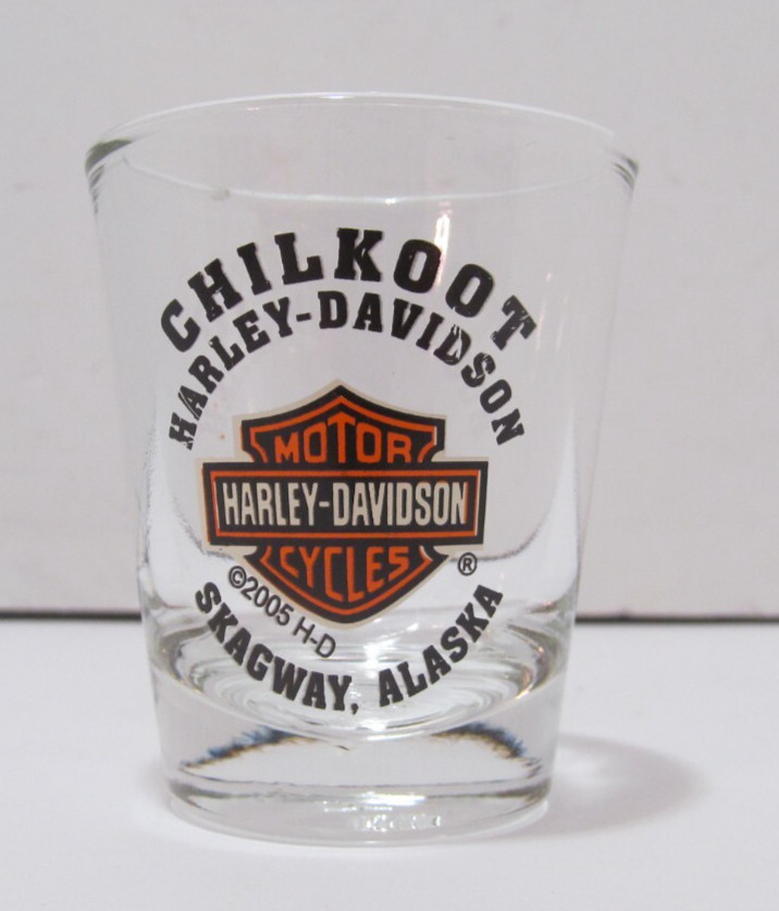 Harley Davidson 2005 CHILKOOT Skagway, Alaska Shot Glass