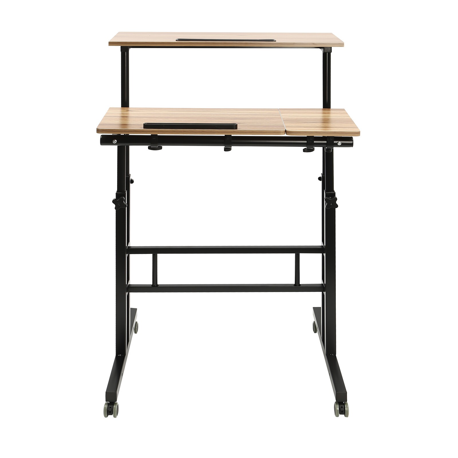 Rolling Laptop Desk Adjustable Height Computer Table Stand up Office Workstation